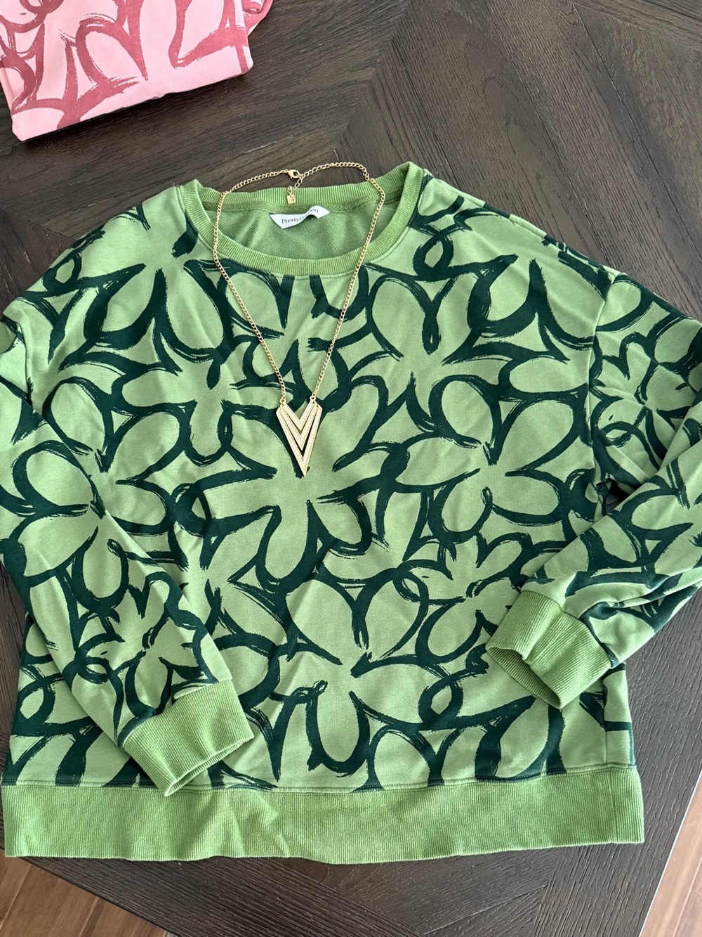 New PrettyGarden Green Patterned Crewneck Sweater - Women's Medium